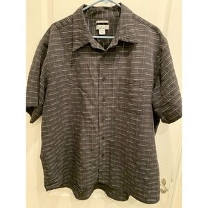 Ron Chereskin 2XL Men Casual Shirt Black Plaid Collared Short Sleeve Microfiber